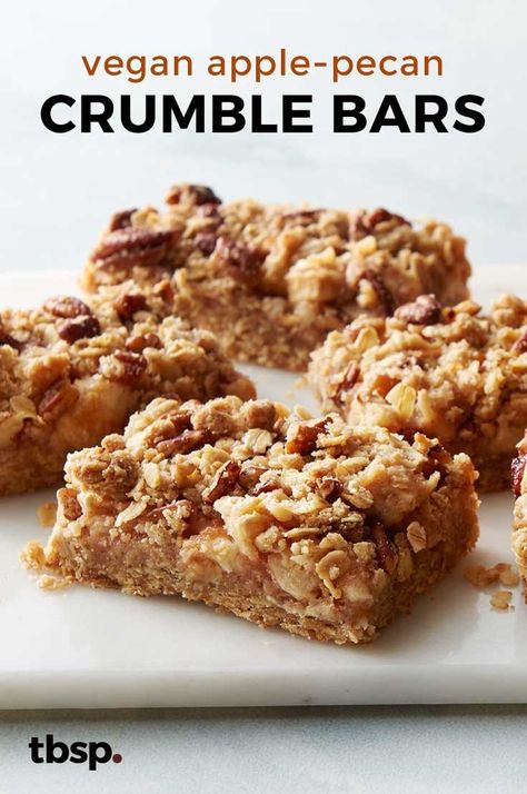 Pecan Bar, Fall Desserts Apple, Pecan Crumble, Vegan Bar, Vegan Apple, Fall Desserts Easy, Crumble Bars, Apple Dessert Recipes, Fall Dessert