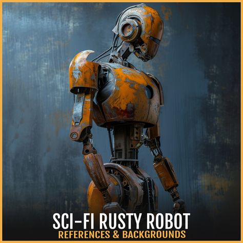 Rusty Robot, Concept Art Wallpaper, Robot Reference, Modeling Reference, Sketching Reference, Painting Reference, Wallpaper Print, Good Luck To You, Reference Images