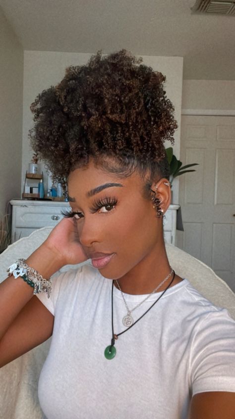 Hairstyles Type 4 Hair, Hair Inspo Natural, Natural Hair Goals, Pineapple Hairstyle, 4c Natural Hairstyles Short, Natural Hair Puff, Hair Care Natural, Cute Natural Hairstyles, Natural Hair Bun Styles