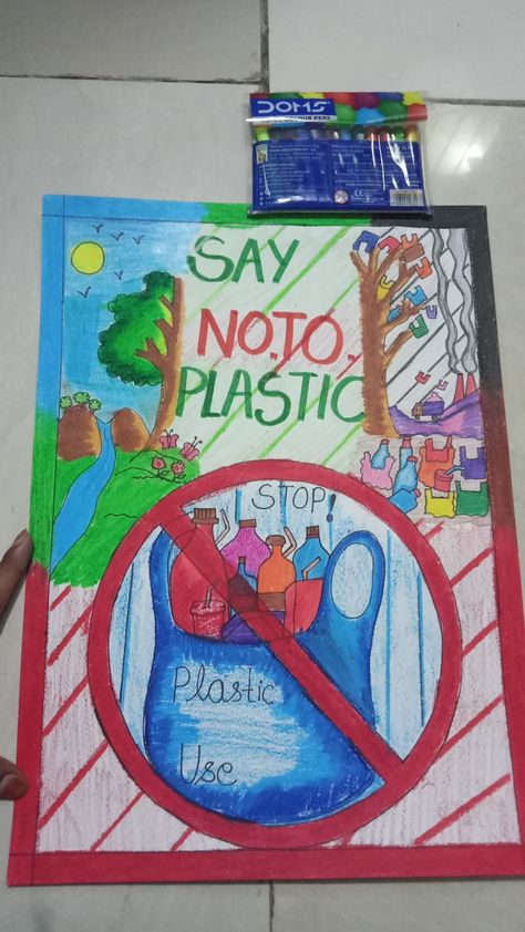 Say no to plastic Stop Plastic Use Poster Drawing, No Plastic Poster Creative, No Plastic Poster Drawing, Ban Plastic Poster Drawing, Planet Vs Plastic Poster, Say No To Plastic Posters Drawing, Poster Membuang Sampah Pada Tempatnya, Say No To Plastic Drawing, Say No To Plastic Posters