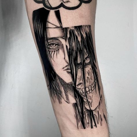 Eren Jaeger Tattoo Ideas, Attack On Titan Tattoo Eren, Eren Jaeger Tattoo, Half Giant, Titan Tattoo, Inside Of Arm Tattoo, Inspo Tattoo, Soldier Tattoo, Attack On Titan Tattoo