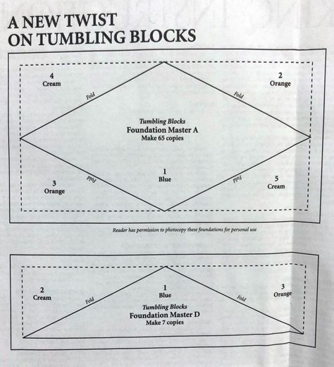 Tumbling Blocks Quilt Pattern Free, 30s Quilts, Tumbling Blocks Pattern, Arrow Quilt, Tumbling Blocks Quilt, Optical Illusion Quilts, Vintage Quilts Patterns, Tumbling Blocks, Foundation Paper Piecing Patterns