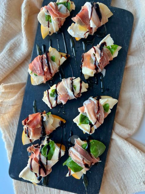 Pear and Prosciutto Wrap Ups — A Place for Everyone Pear Recipes Appetizer, Procuitto Pear Appetizer, Pear And Prosciutto Crostini, Pear Cheese Appetizer, Prosciutto Pear Appetizer, Pear Brie Prosciutto Appetizer, Pear Snack Ideas, Proscuitto Brie Appetizers, Pear And Prosciutto Appetizers