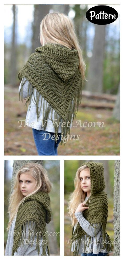 7 Hooded Shawl Free Crochet Pattern and Paid - Page 2 of 2 Childs Hooded Poncho Crochet Pattern Free, Crochet Shawl With Hood Free Pattern, Crochet Hooded Cowl Kids, Crochet Kids Shawl, Hooded Shawl Crochet Pattern, Crochet Turtleneck Poncho, Crochet Hooded Scarf Pattern Free, Kids Poncho Pattern, Hooded Cowl Crochet Pattern