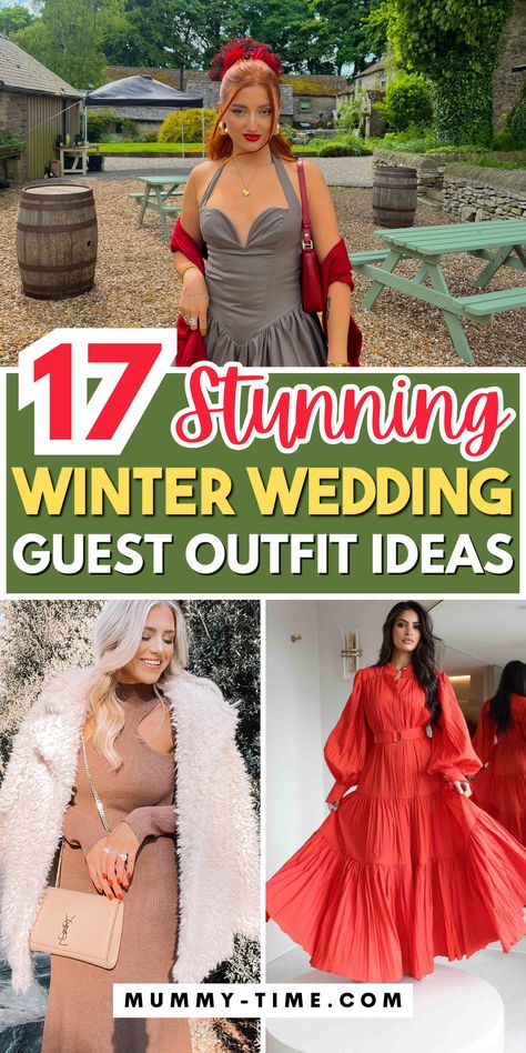 Be the best-dressed guest this winter with adorable outfit ideas! 💖❄️ From stunning dresses to stylish layers, these looks are perfect for winter weddings. Discover how to stay warm and fashionable for your next celebration. Don’t forget to save this pin for your winter wardrobe inspiration! 📌��🌟 Winter Wedding Guest Dress With Boots, What To Wear To A December Wedding, What To Wear To A Winter Wedding Guest, Winter Cocktail Attire, Outside Wedding Dresses, Wedding Guest Outfits Uk, Fringe Dress Outfit, Winter Wedding Outfit, Winter Wedding Guest Outfit