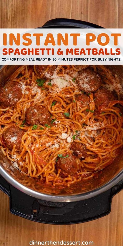 Spagetti And Meatball Recipe, Easy Instant Pot Spaghetti, Instant Pot Spaghetti And Meatballs, Pressure Cooker Spaghetti, Baked Spaghetti And Meatballs, Recipes Spaghetti, Instant Pot Spaghetti, Spagetti Recipe, Spaghetti Meatballs