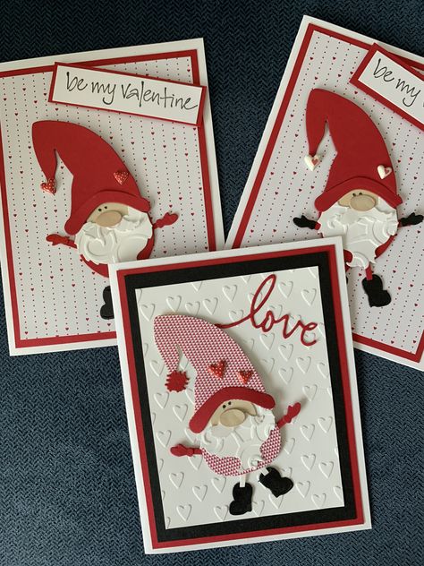 Gnome Valentine Card, Beautiful Valentine Cards, Kindest Gnomes, Mft Stamps Cards, Valentines 2024, Gnome Cards, Gnome Crafts, Gnome Valentine, Valentines Day Cards Handmade