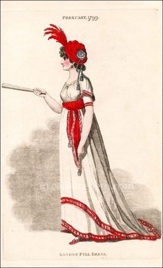 1799 Egyptian Influence in Directoire Fashion 1790s Dress, Regency Dance, 1799 Fashion, 1790s Fashion, Crimson Velvet, Paris February, Empire Fashion, Regency Gown, Regency Era Fashion