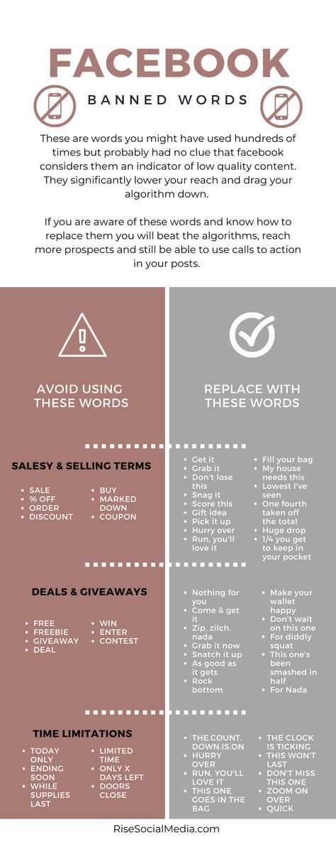 Facebook Tips: Hack the Facebook Algorithm. Avoid using these words and replace them with the right words. Multiple Businesses, Fusion Studio, Facebook Algorithm, Facebook Content, Build A Community, Facebook Engagement, Business Marketing Plan, Interactive Posts, Small Business Social Media