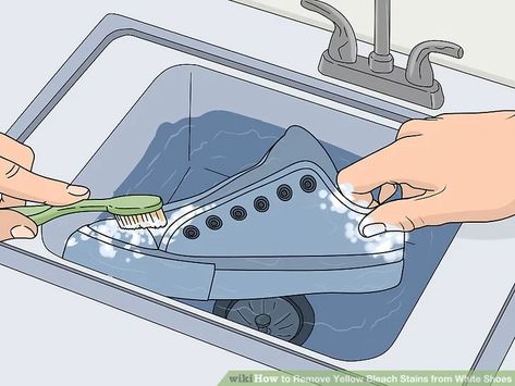 How To Bleach Whites, Remove Bleach Stains, How To Make Yellow, Remove Yellow Stains, How To Clean White Shoes, White Converse Shoes, Yellow Converse, Stain On Clothes, White Canvas Shoes