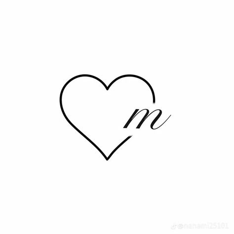 M And Heart Tattoo, Letter M With Heart, M Tattoo Letter Heart, M With Heart Tattoo, M&m Tattoo, Heart With Letter Tattoo, M Heart Tattoo, Letter M Tattoo Ideas, Letter M Tattoos