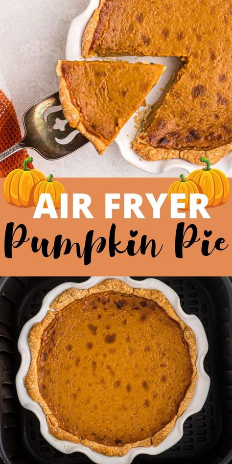 Air fryer pumpkin pie is a classic dessert for holiday dinners. This creamy homemade pumpkin pie recipe will be a favorite with the family! Homemade Pumpkin Pie Recipe, Air Fryer Pumpkin, Frozen Pumpkin Pie, Air Fryer Recipes Dessert, Frozen Pumpkin, Thanksgiving Pumpkin Pie, Easy Pumpkin Pie, Pumpkin Pie Recipe, Homemade Pumpkin Pie