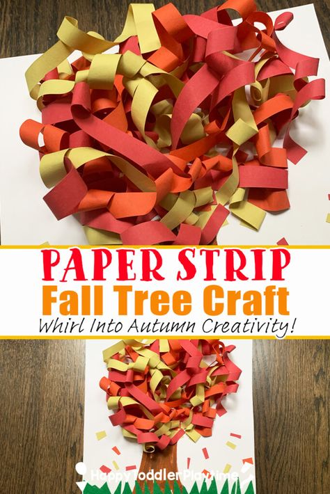 Paper Strip Fall Tree Craft Twisted Paper Tree, Paper Tree Craft, Tissue Paper Trees, Fall Tree Craft, Fall Crafts For Toddlers, Autumn Paper, Tree Templates, Fall Tree, Tree Craft