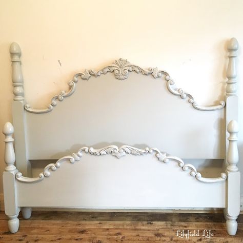 white painted bed frame - Lilyfield Life: Painting with water based enamels - bedroom furniture Painting Antique Bed Frame, White Painted Bed, Painted Wood Bed Frame, Painted Bed Frame, Painted Bed Frames, Painting With Water, Antique Bed Frame, Poster Beds, Painted Bedroom