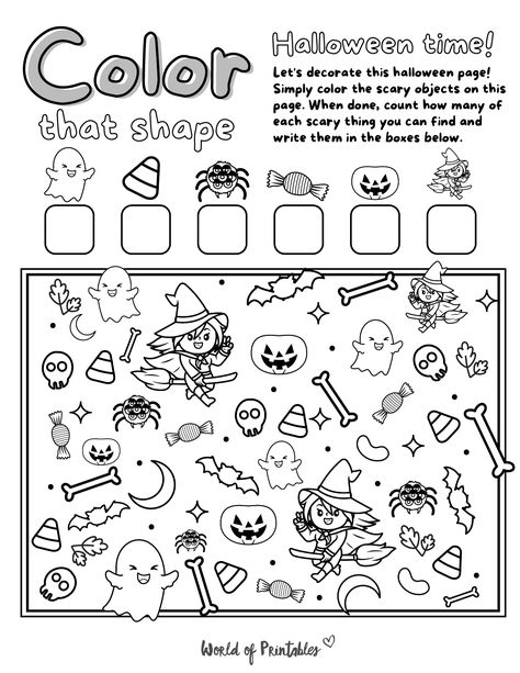 If a simple Halloween activity is what you're looking for then this I Spy Halloween Coloring Page is a great option. You can use this free printable Halloween game as a trick or treat gift or as a classroom activity to celebrate the spooky season! I Spy Halloween, Spy Halloween, Halloween Games Activities, Halloween Labels Printable, Trick Or Treat Games, Coloring Pens, Fun Halloween Games, October Activities, Halloween Worksheets