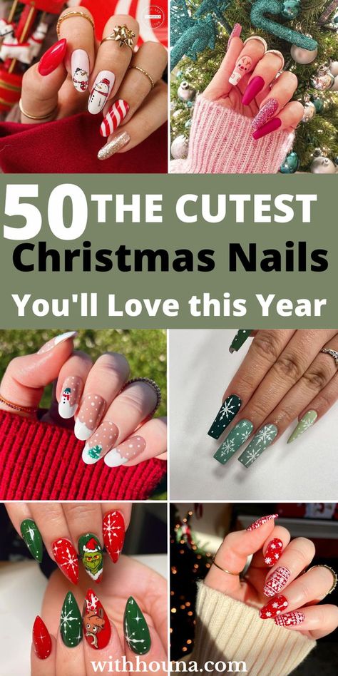 50 The Cutest Christmas Nails You'll Love This Year Christmas Nail Designs Holiday, Winter Christmas Nails, Disney Christmas Nails, Snowman Nails, Festive Nail Designs, Snowflake Nail Art, Red Christmas Nails, Festive Nail Art, Holiday Nail Designs