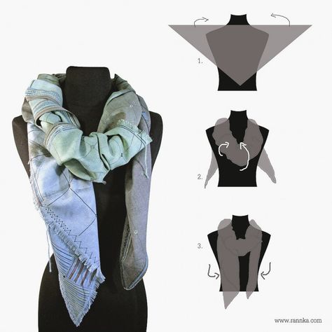 5-how-to-style-a-large-triangle-scarf Style A Scarf, Wear A Scarf, Scarf Knots, Bold Statement Necklaces, How To Wear A Scarf, Tie Scarf, Scarf Belt, Scarf Shirt, Triangle Scarf