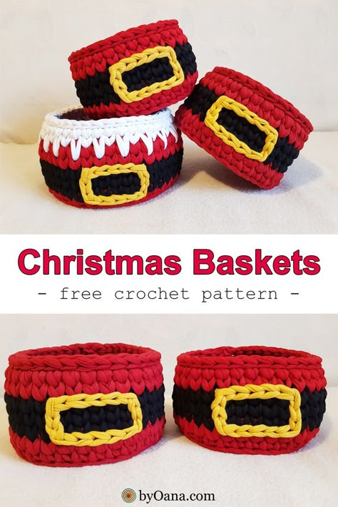 Basket Crochet Pattern, Quick Crochet Gifts, Christmas Crochet Patterns Free, Crochet Basket Pattern Free, Christmas Basket, Basket Crochet, Crochet Christmas Gifts, Crochet Santa, Crochet Xmas