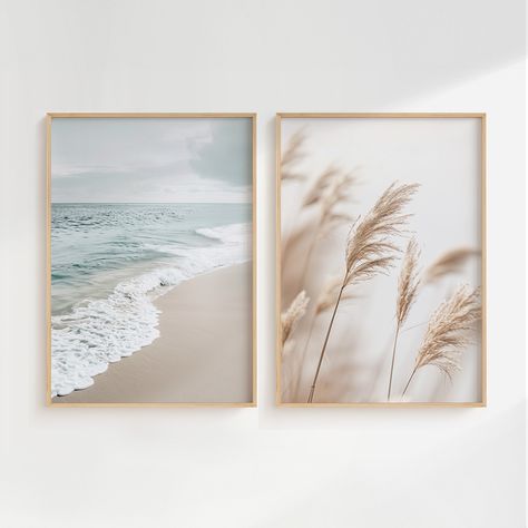 Neutral Beach Print Set of 2 Wall Art, Boho Decor Coastal Wall Art Pampas Grass Print Minimalist Wall Art Ocean Poster Landscape Photography Large Coastal Wall Art, Minimal Pictures, Poster Landscape, Ocean Poster, Wall Art Ocean, Set Of 2 Wall Art, Art Ocean, Coastal Prints, Wall Art Boho