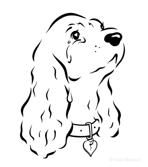 Dog Outline Tattoo, Cartoon Dog Drawing, Dog Memorial Tattoos, Portfolio Illustration, Sticker Illustration, Dog Line Art, Spaniel Art, Dog Line, Weiners