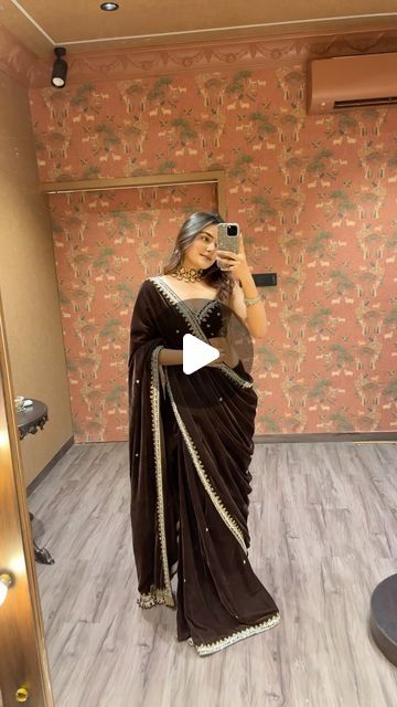 Annu Patel on Instagram: "A velvet saree- Luxury, grace and timeless elegance🧡
Jewels by @jenyscolecao ❤️" Velvet Saree, Instagram A, Timeless Elegance, Saree, Velvet, On Instagram, Instagram