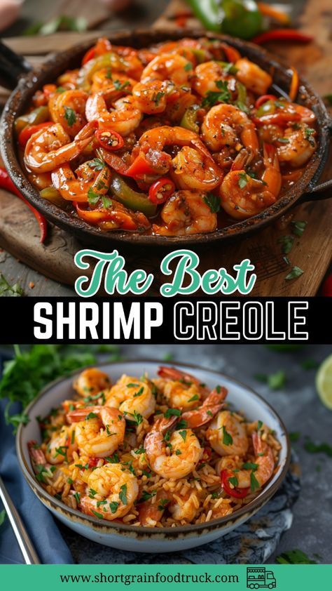 An authentic recipe, A zesty taste of New Orleans in Your Kitchen. Savor the flavors of the South with Southern Shrimp Creole! Succulent shrimp and a medley of Southern spices make this dish a true Southern delight. Tap for more Southern-inspired Creole recipes. #southlouisiana #louisiana #shrimpCreole #Creole #Creolerecipes #Cajunshrimp #easyshrimp New Orleans Fish Recipes, Shrimp Dishes Recipes Dinners, Creole Seasoning Recipe Dinners, What To Do With Shrimp, Shrimp Creole Recipe Louisiana, Southern Food Deep South, Couvillion Recipe, Creole Recipes Louisiana, Shrimp Creole Recipe