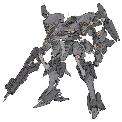 Armored Core Mech Design, Giant Mech Suit Concept Art, Armoured Core, Armored Core Mech Art, Ww1 Mech Art, Robot Sketch, Mecha Suit, Futuristic Armor, Power Armour