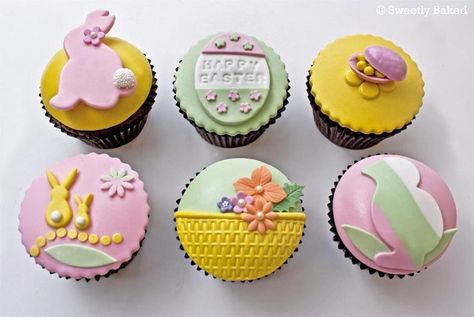 Easter cupcakes - by SweetlyBaked @ CakesDecor.com - cake decorating website Easter Themed Cakes, Easter Tea Party, Easter Cupcake Toppers, Pink Cakes, Easter Cupcake, Spring Cupcakes, Mothers Day Cupcakes, Fondant Cupcake Toppers, Cupcakes Decorados