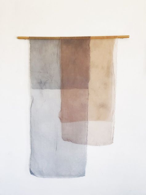 Silk Shower Curtain, Watercolor Art On Fabric, Silk Wall Hanging, Patchwork Curtains, Earth Tone Wall Art, Japandi Living, Fabric Photography, Minimal Photography, Hanging Fabric