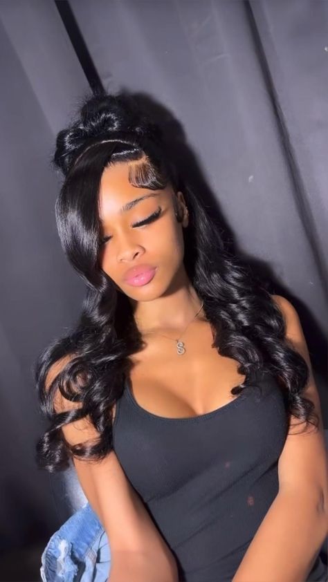 Sleek Ponytail Hairstyles, Half Up Half Down Hair Prom, Frontal Wig Hairstyles, Birthday Hairstyles, Sleek Bun, Quick Weave Hairstyles, Quick Braided Hairstyles, Pretty Braided Hairstyles, Dope Hairstyles