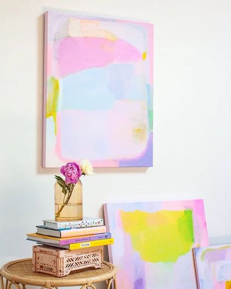 Pastel Wall Decor, Wall Art Pastel, Small Abstract Painting, Pink Abstract Painting, Abstract Painting Modern, Abstract Modern Art, Wall Decor Abstract, Pastel Walls, Art Pastel