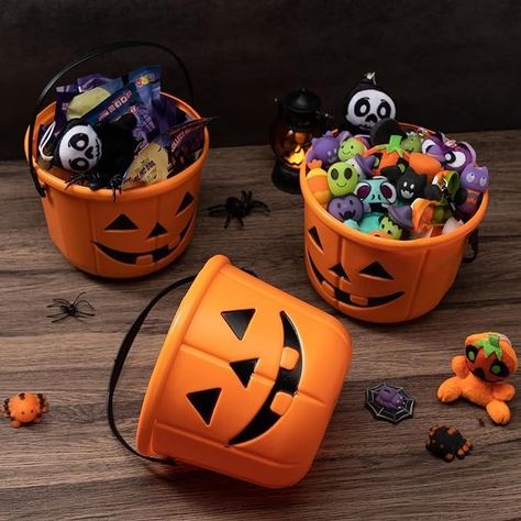 Perfect for Haunted Halloween parties,bucket decoration, a great choice as a Halloween.They also can be used as a flower pot, and place it to the windowsill or desk to decorate your room. Trunk Or Treat Kits, Snack Bucket, Haunted Halloween Party, Halloween Candy Bucket, Halloween Blow Ups, Party Favors Halloween, Candy Buckets, Pumpkin Pail, Hallowen Party