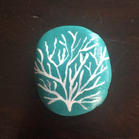 Coral painted rock Beach Theme Rock Painting, Crab Painted On Rock, Coastal Theme Painted Rocks, Under The Sea Painted Rocks, Painted Rocks Ocean, Shell Crafts Diy, Spring Projects, Painted Rocks Craft, Rock Decor