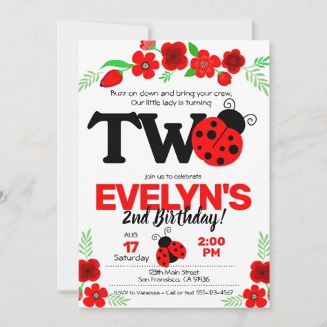 Ladybug 2nd Birthday Party, Ladybug Invitation, Ladybug Birthday Invitations, Ladybug Invitations, Ladybug Birthday Party, Halloween Birthday Invitations, 21st Birthday Invitations, 60th Birthday Invitations, Ladybug Birthday