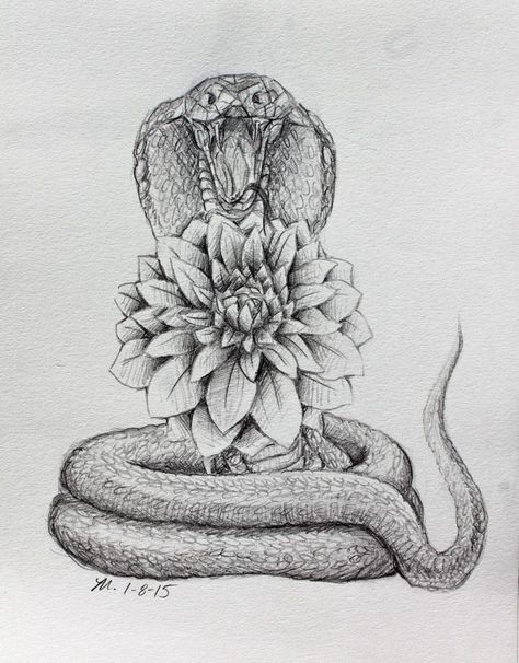 36+ Best Snake And Flower Tattoo Designs & Meanings | PetPress Dahlia Flower Tattoo, Flower Tattoo Black And White, Dahlia Flower Tattoos, Flower Tattoo Black, Dahlia Tattoo, Cobra Tattoo, Tattoo Black And White, Flower Tattoo Meanings, Petit Tattoo