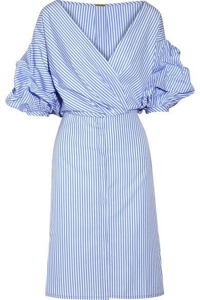 Johanna Ortiz via Netaporter Dress Tuxedo, Powder Blue Dress, Tux Dress, Blue Tuxedo, Poplin Shirt Dress, Wrap Shirt Dress, Blue Wrap Dress, Striped T Shirt Dress, Tuxedo Shirt