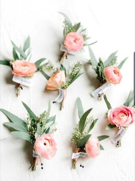 Coral Boutonniere, Peach Wedding Theme, Peach Color Schemes, Bridal Bouquet Peach, Coral Wedding Colors, Body Flowers, Small Bridal Bouquets, Flower Board, Peach Wedding Flowers