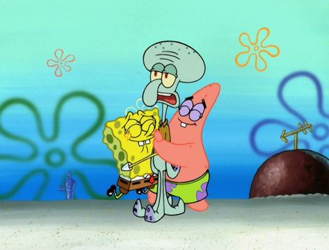 Spongebob Patrick And Squidward, Patrick And Squidward, Spongebob Screenshots, Ocean Kingdom, Spongebob Cartoon, Spongebob Pics, Spongebob Patrick, Gcse Art Sketchbook, Homemade Stickers