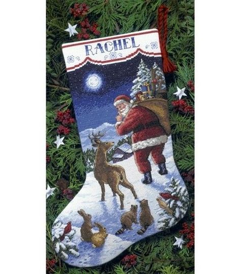 Counted Cross Stitch Christmas Stocking, Crossed Stitch, Cross Stitch Stocking, Cross Stitch Christmas Stockings, Cross Stitch Christmas, Santa Stocking, Stitch Christmas, Counted Cross Stitch Kits, Back Stitch