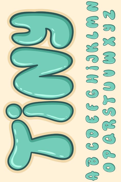 Fonts Bubble, Y2k Fonts, Typography Aesthetic, Bubble Alphabet, Alphabet Typography, Font Bubble, Colorful Borders Design, Lettering Guide, Graffiti Lettering Fonts