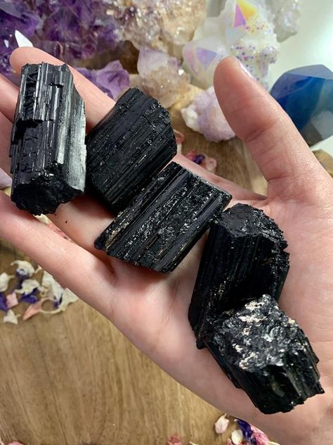 Raw Black Tourmaline, Raw Tourmaline, Extra Petite, Electromagnetic Radiation, Black Tourmaline Crystal, Raw Minerals, Energy Field, Tourmaline Crystal, Natural Minerals