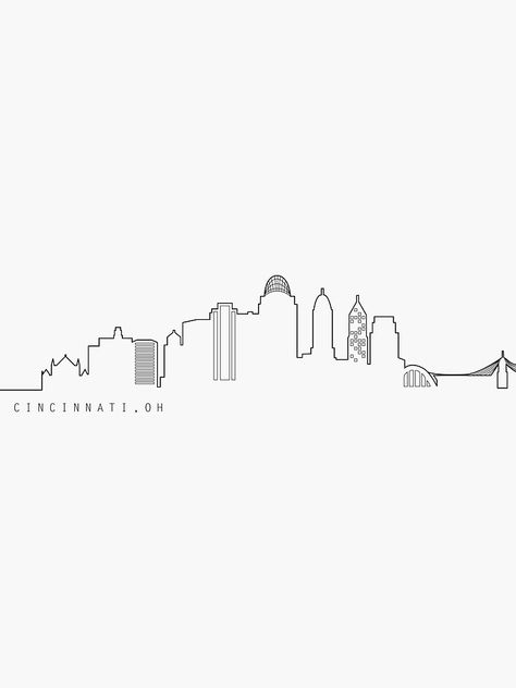 Cincinnati Ohio Tattoo Ideas, Cincinnati Skyline Tattoo, Cincinnati Skyline Silhouette, Ohio Outline Tattoo, Cincinnati Tattoo Ideas, Skyline Logo Design, Red Ink Back Tattoo, Minimalist Body Art, Linkedin Banner Ideas