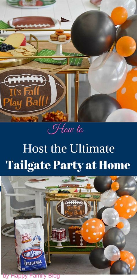 How to Host the Ultimate Tailgate Party at Home #FootballFanGame #FiredUpFans  #ad In partnership with Dr. Pepper, Kingsford and Walmart   #footballparty #tailgating #tailgatingathome #footballwatchparty Home Tailgate Party, Football Celebrations, Football Watch Party, Football Ideas, Sports Party Decorations, Tailgate Games, Fall Ball, Bowl Ideas, Party At Home