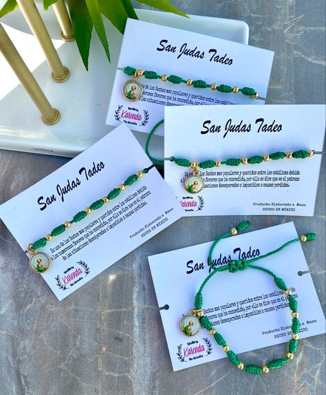 San Judas Bracelet, Catholic Statues, Graduation Diy, Paw Patrol Birthday, Friend Bracelets, Bracelets Handmade Beaded, Chain Earrings, Christening, Handmade Bracelets