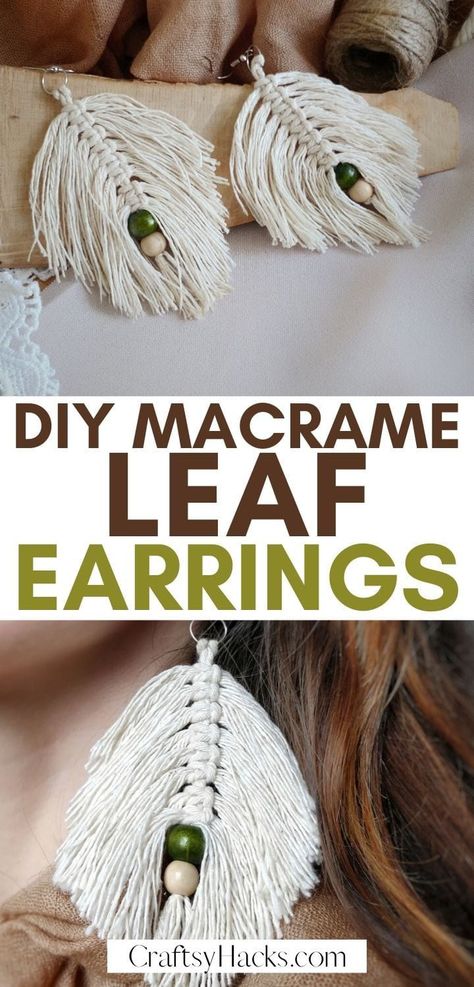 Make these diy earrings using macrame technique. Handmade earrings are fun to make and will give you enough DIY inspiration. #earrings #DIY Unique Diy Earrings Ideas, Macrame Leaf Earrings, Diy Macrame Earrings, Granny Square Patterns, Macrame Leaf, Macrame Feathers, School Holiday, Colorful World, Crochet Granny Square