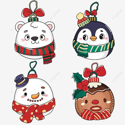 Christmas Animal Ornaments, Christmas Balls Ideas, Christmas Ball Drawing, Christmas Balls Drawing, Drawing Santa, Cute Christmas Characters, Christmas Ornaments Balls, New Year Ornaments, Ball Cartoon