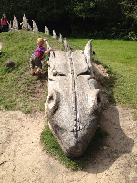 Wooden dragon at Dunorlan Park Dragon Playground, Wooden Dragon, Dragons Den, Dragon Sculpture, Dragon Jewelry, Garden Inspiration, Landscape Design, Garden Sculpture, Beach House