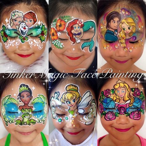 Face Painting Disney Characters, Face Paint Disney Princess, Disney Face Paint, Simple Princess Face Paint, Face Paint Princess, Princess Crown Face Painting, Disney Face Painting, Face Paint Set, Easy Face Painting Designs