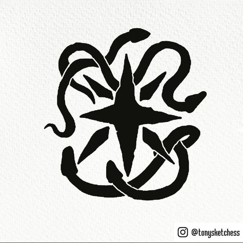 House Sigils Ideas, Witcher Eyes, Elven Symbols, Siren Symbol, Snake Sigil, The Witcher Symbol, Witcher Tattoo Ideas, Obsidian Tattoo, Earth Creature