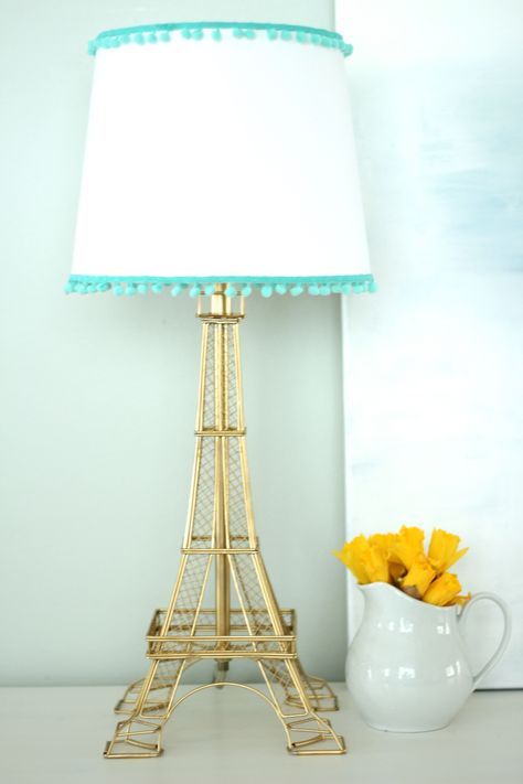 IMG_4201 Paris Girls Bedroom, Paris Theme Room, Diy Eiffel Tower, Eiffel Tower Lamp, Eiffel Tower Centerpiece, Tower Lamp, Paris Themed Bedroom, Eiffel Tower Decorations, Paris Rooms